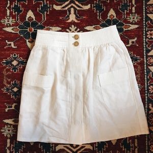 J.CREW white linen short skirt